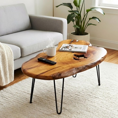 Live edge coffee table - live, table,